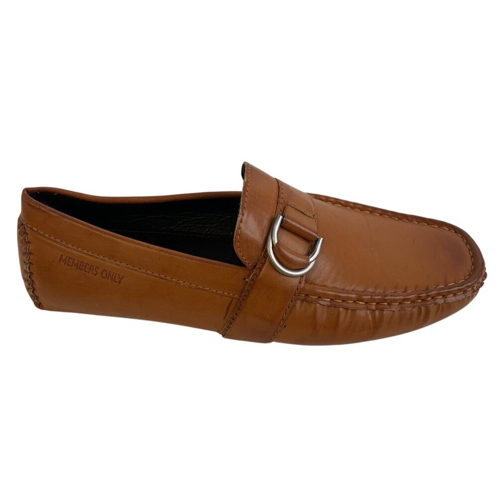 Mens Members Only Tan Synthetic Leather Loafers M-5076 Size 10 US Rubber Sole